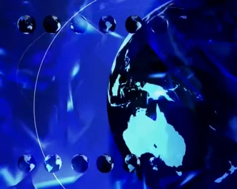 Glitter blue waves waving alone with globe moving animation Stock-Footage 255723857