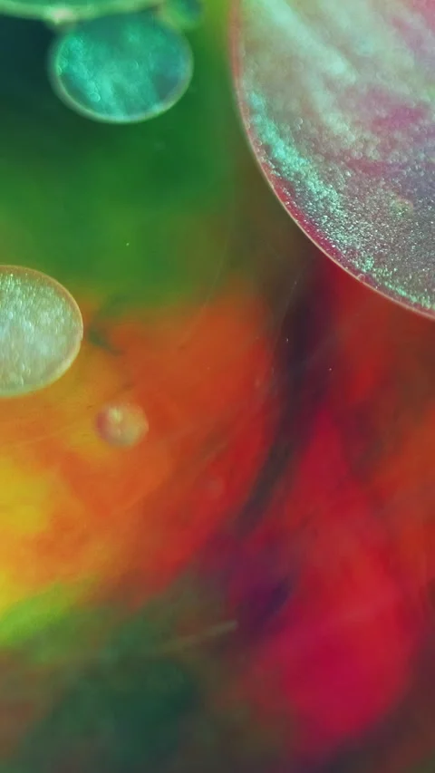 Glitter bubbles color mist paint water ink sphere Video stock 276326026