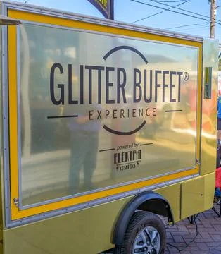 Glitter Buffet Experience Trailer Stock Photos