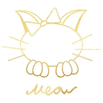 Glitter cat vector meow print design for clothes Stock Illustration