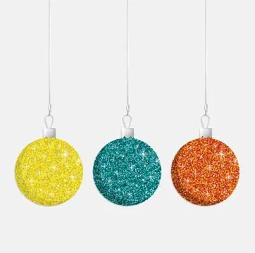 Glitter Christmas baubles in vector format. Stock Illustration