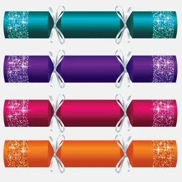 Glitter Christmas crackers in vector format. Stock Illustration
