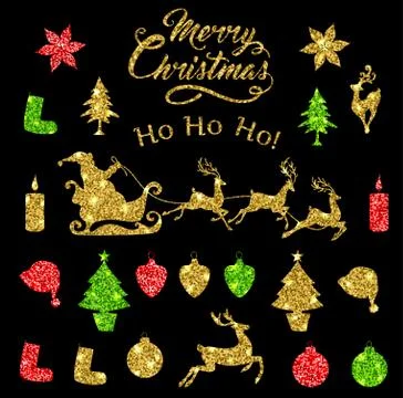 Glitter Christmas elements Stock Illustration