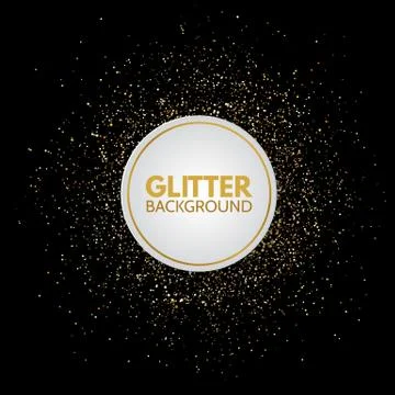 Glitter circle frame with space for text. Festive golden sparkle background.  Stock Illustration