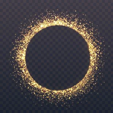 Glitter circle. Glowing round border. Christmas card template. Magic light ef Stock Illustration