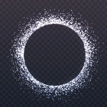 Glitter circle. Round border with silver particles. Christmas card or invitation Stock Illustration