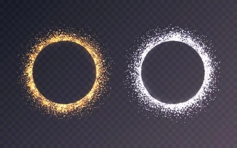 Glitter circle set. Magic light effect template. Beautiful round border. Luxury Stock-Illustration