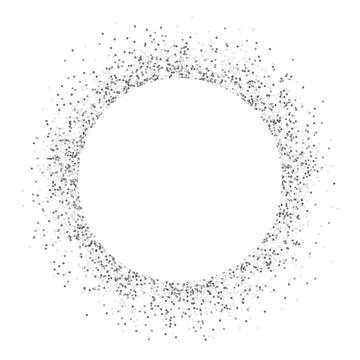 Glitter circle on white background. Silver confetti splash. Shining round Stock Illustration