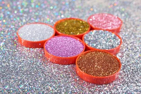 Glitter Containers In Triangle Shape Stock Photos