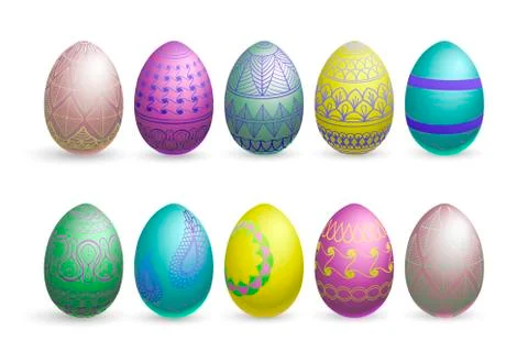 Glitter easter eggs on a white background Illustrazione stock