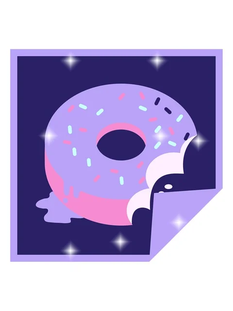 Glitter effect animation of bitten frosted donut graphic vector illustratio.. Stock Footage 324402391