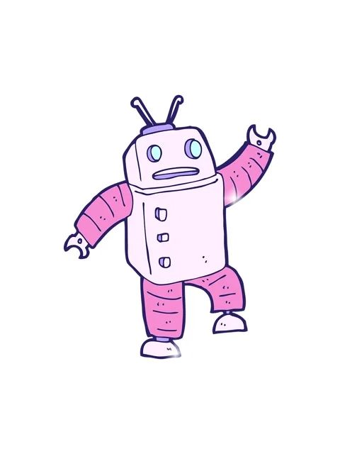 Glitter effect animation of a cartoon android doodle Stock Footage 324290165