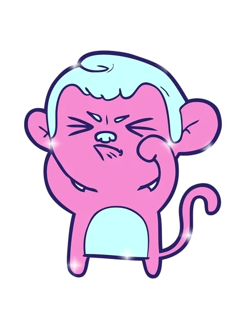 Glitter effect animation of cartoon angry monkey Stock Footage 324091947