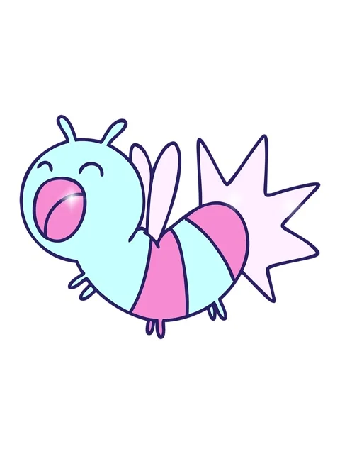 Glitter effect animation of cartoon of a cute glowing bug Stock Footage 324184126