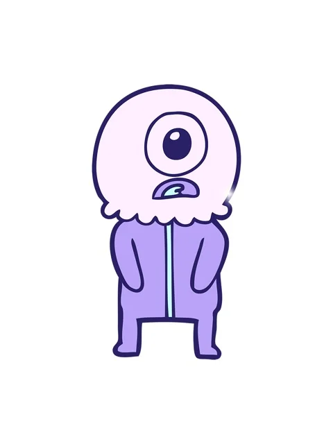 Glitter effect animation of cartoon of a cyclops alien spaceman Stock Footage 324336532