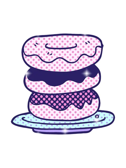 Glitter effect animation of cartoon doodle plate of donuts Stock Footage 324135843