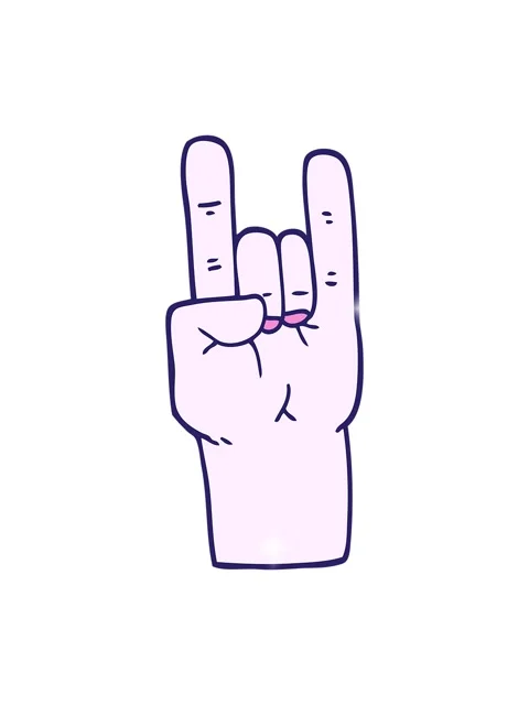Glitter effect animation of cartoon doodle rock music hand Video stock 324153691