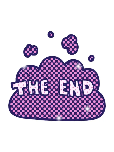 Glitter effect animation of cartoon doodle the end font Stock Footage 324180100