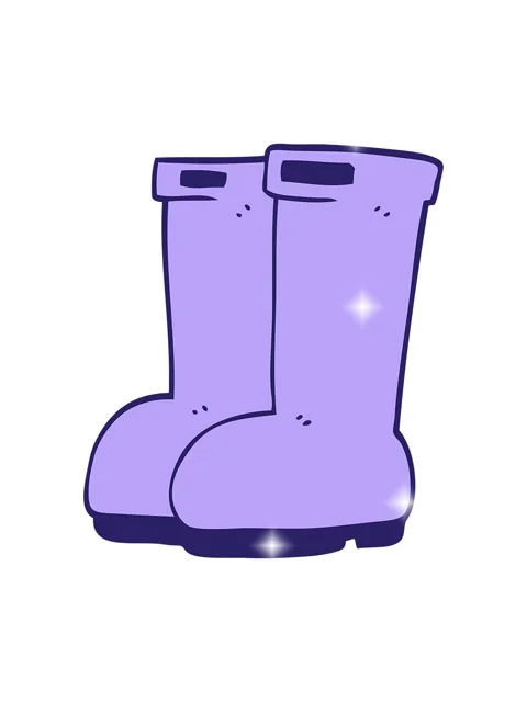 Glitter effect animation of cartoon doodle red wellies Stock Footage 324202033