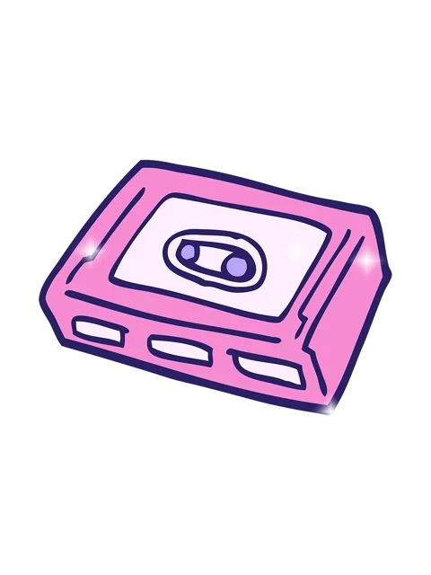 Glitter effect animation of cartoon doodle retro tape cassette Stock Footage 324386793