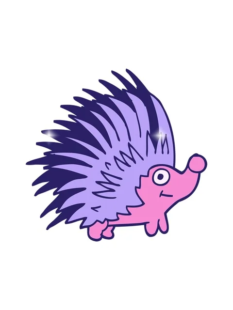 Glitter effect animation of cartoon doodle of spiky hedgehog Stock Footage 324387679
