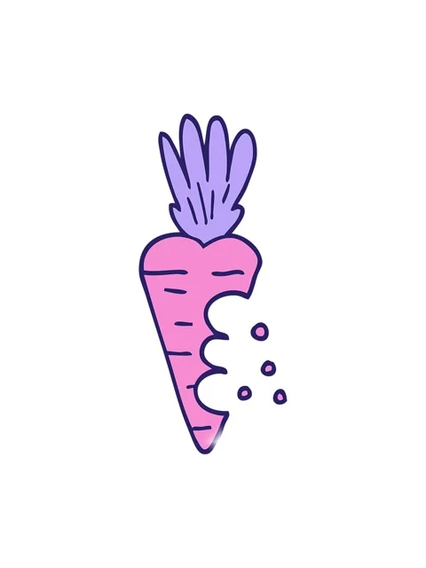 Glitter effect animation of cartoon doodle carrot with bite marks Video stock 324409539