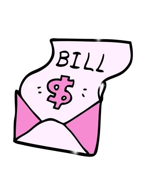 Glitter effect animation of cartoon doodle bill in envelope Stock Footage 324426691