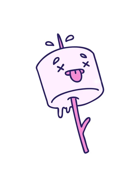 Glitter effect animation of cartoon marshmallow impaled on a campfire stick Stock Footage 324246709