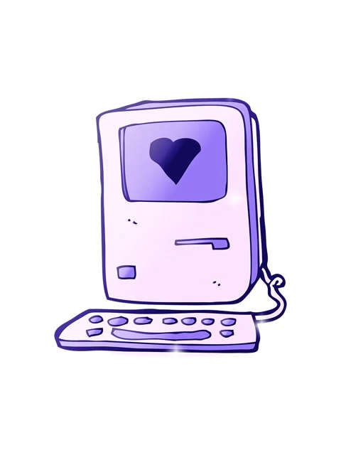 Glitter effect animation of cartoon old computer with love heart Stock Footage 324361276