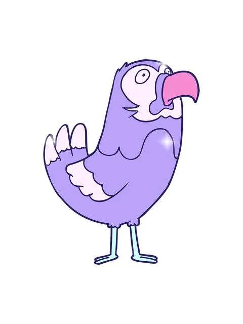 Glitter effect animation of cartoon parrot Stock Footage 324064008