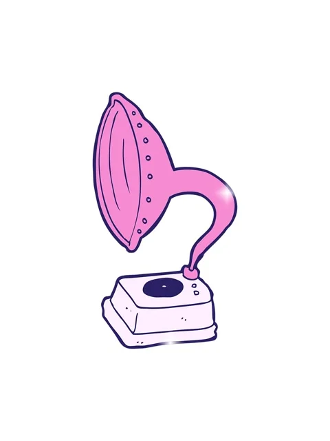 Glitter effect animation of cartoon phonograph Video stock 324143063