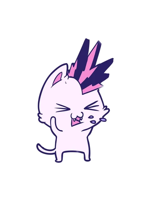 Glitter effect animation of cartoon punk rock cat hissing Stock Footage 324158885