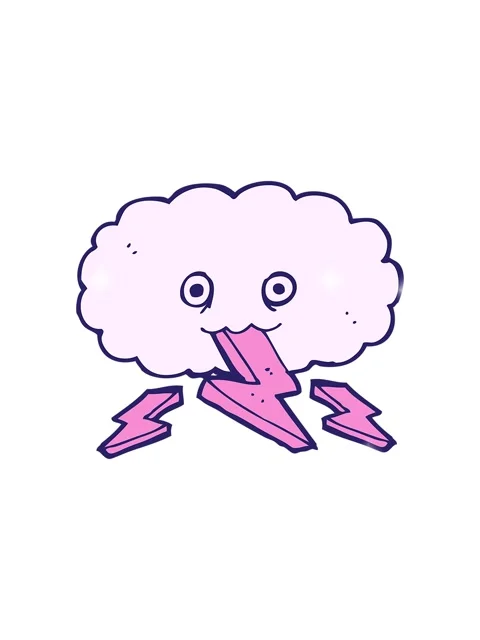 Glitter effect animation of cartoon of thundercloud Stock Footage 324350134