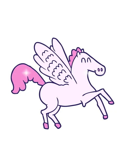 Glitter effect animation of cartoon winged horse Stock Footage 324272534