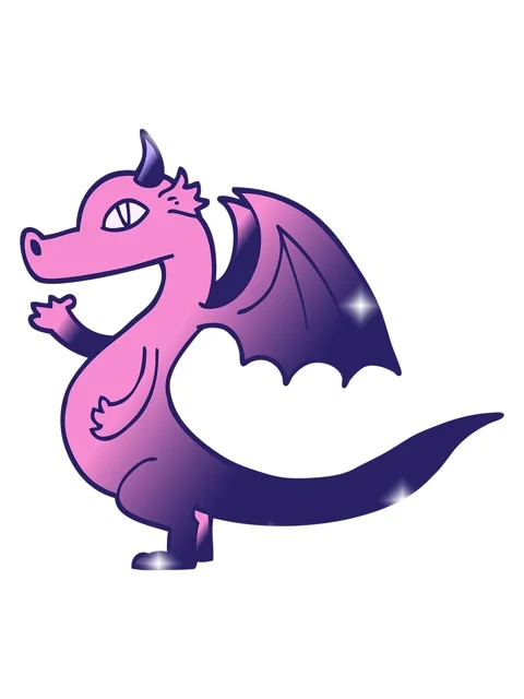Glitter effect animation of cute vector gradient illustration cartoon dragon Stock Footage 324422278