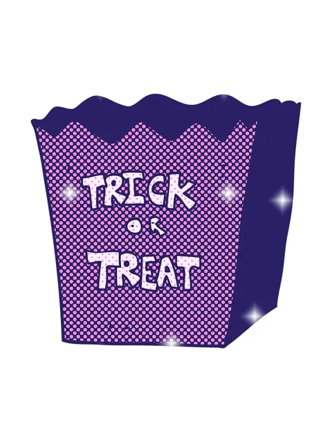 Glitter effect animation of freehand drawn cartoon trick or treat bag Stock Footage 324337749