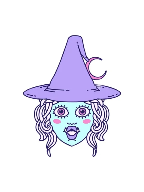 Glitter effect animation of half orc witch character face Stock Footage 324415153