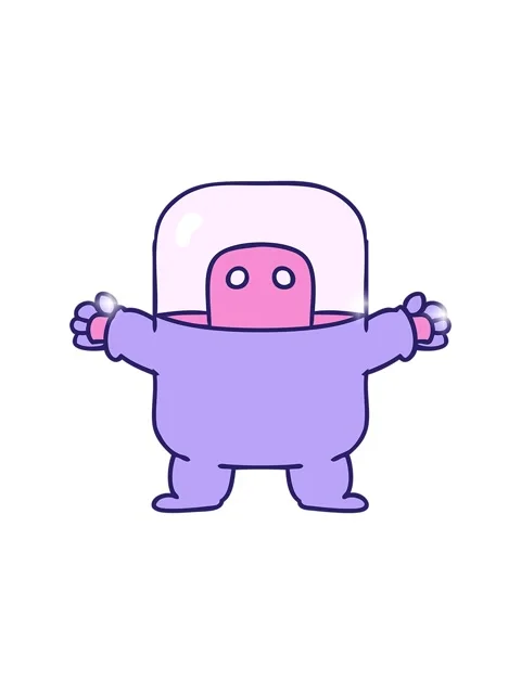 Glitter effect animation of hand drawn cartoon doodle of an alien in a suit Stock Footage 324347620