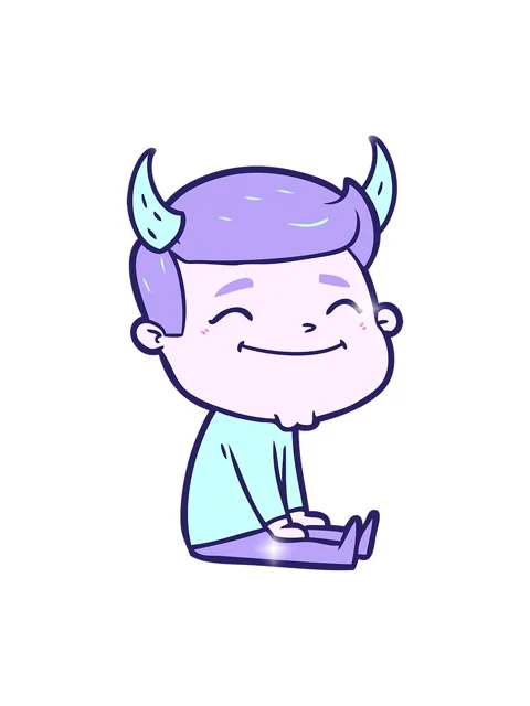 Glitter effect animation of happy cartoon man with devil horns Stock Footage 324377800