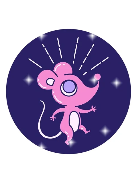 Glitter effect animation of icon of a tattoo style mouse character Stock Footage 324118825