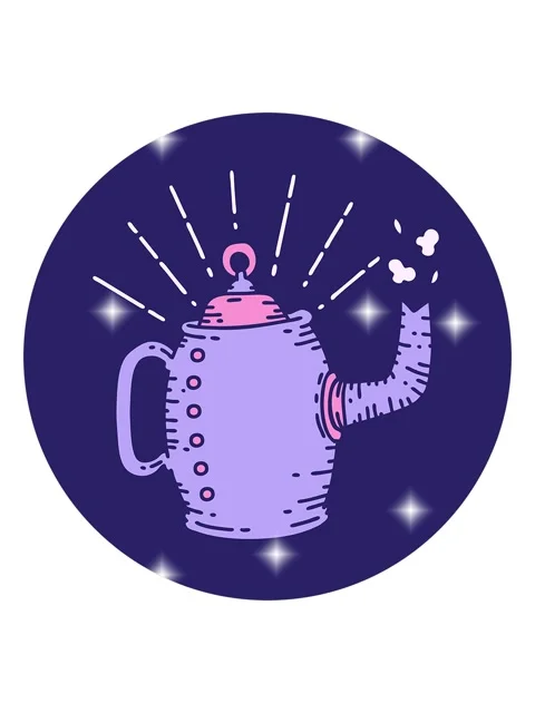 Glitter effect animation of icon of a tattoo style old coffee pot steaming Stock Footage 324219265