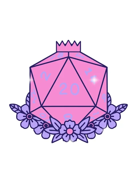 Glitter effect animation of roll 20 D20 dice roll with floral elements Stock Footage 324417731