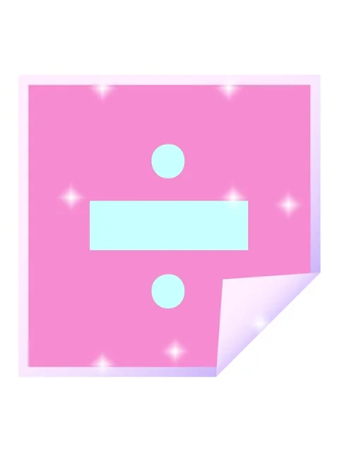 Glitter effect animation of square peeling sticker cartoon of a division symb Stock Footage 324369403