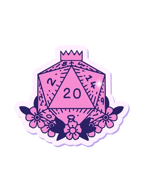 Glitter effect animation of sticker of a natural 20 D20 dice roll with flor.. Stock Footage 324164500