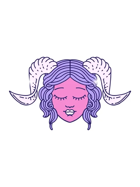 Glitter effect animation of Tattoo Style tiefling character face Stock Footage 324195878