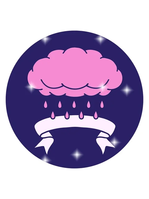 Glitter effect animation of tattoo style icon with banner of a cloud raining Video stock 324378434