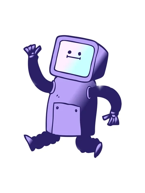 Glitter effect animation of vector gradient illustration cartoon robot runnin Stock Footage 324059417