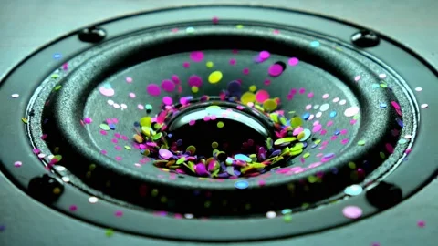 Glitter exploding into a rainbow of colors Speaker part. Music Loop Background. Stock Footage 87045121