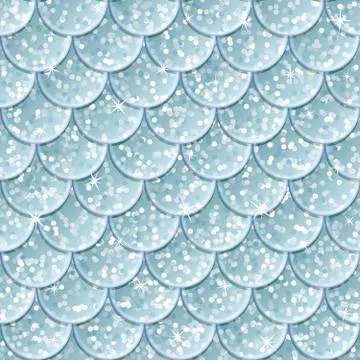 Glitter fish scales seamless pattern. Mermaid tail texture. Vector illustration Stock Illustration