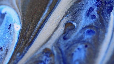 Glitter fluid drip ink spill blue bronze paint Stock Footage 264163735